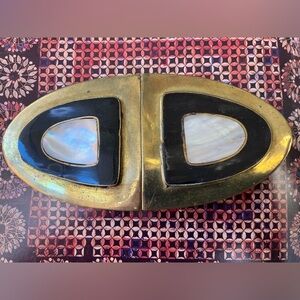 1980’s Vintage ❤️ Belt Buckle Brass Mother Of Pearl